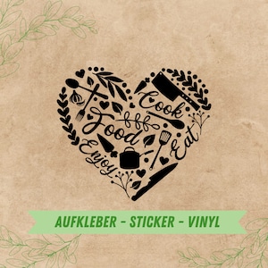 Aufkleber für Küchendeko | Küchenaufkleber | Küchenmotiv | Vinylaufkleber | Vinylsticker | Küchenherz | Glasaufkleber | Beschriftung