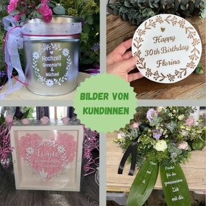 Vinyl Aufkleber mit Wunschtext, personalisiert Geschenkidee für Hochzeit, Taufe, Kommunion, Geburtstag, Einzug, Jubiläum und vieles mehr. Bild 5