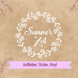 Aufkleber Sommerzeit | Glassticker | Vinylaufkleber | Sommer Deko | Sticker Sommerzeit