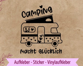 Aufkleber für Camper-Fans | Aufkleber für Wohnwagen | Autoaufkleber | Vinyl Aufkleber | Glassticker | Glückliche Camper | Camping Aufkleber