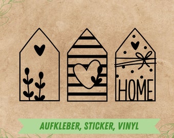 Aufkleber Sticker für Zuhause | Vinylaufkleber | Sticker | Deko Aufkleber | Glasaufkleber | Häuserliebe | Haus mit Herz | home sweet home