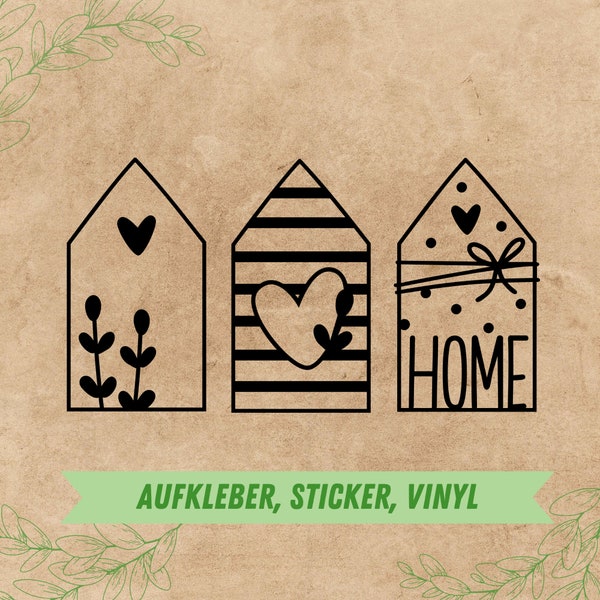 Aufkleber Sticker für Zuhause | Vinylaufkleber | Sticker | Deko Aufkleber | Glasaufkleber | Häuserliebe | Haus mit Herz | home sweet home