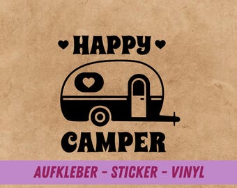 Aufkleber für Camper-Fans | Aufkleber für Wohnwagen - Wohnmobil | Happy Camper Aufkleber | Autoaufkleber | Vinylaufkleber
