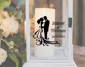 Aufkleber Hochzeit, personalisiert | Hochzeitsaufkleber | Glasaufkleber | Hochzeitsgeschenk Gießkanne | Hochzeitslaterne | Wunschtext