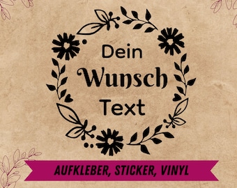 Vinyl Aufkleber mit Wunschtext, personalisiert | Geschenkidee für Hochzeit , Geburtstag, Einzug, Jubiläum und vieles mehr.