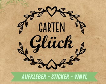 Aufkleber Gartenglück | Vinylaufkleber |  Gartendeko | Landhausdeko | Aufkleber Gießkanne | Garten Sticker | für alle glatten Oberflächen