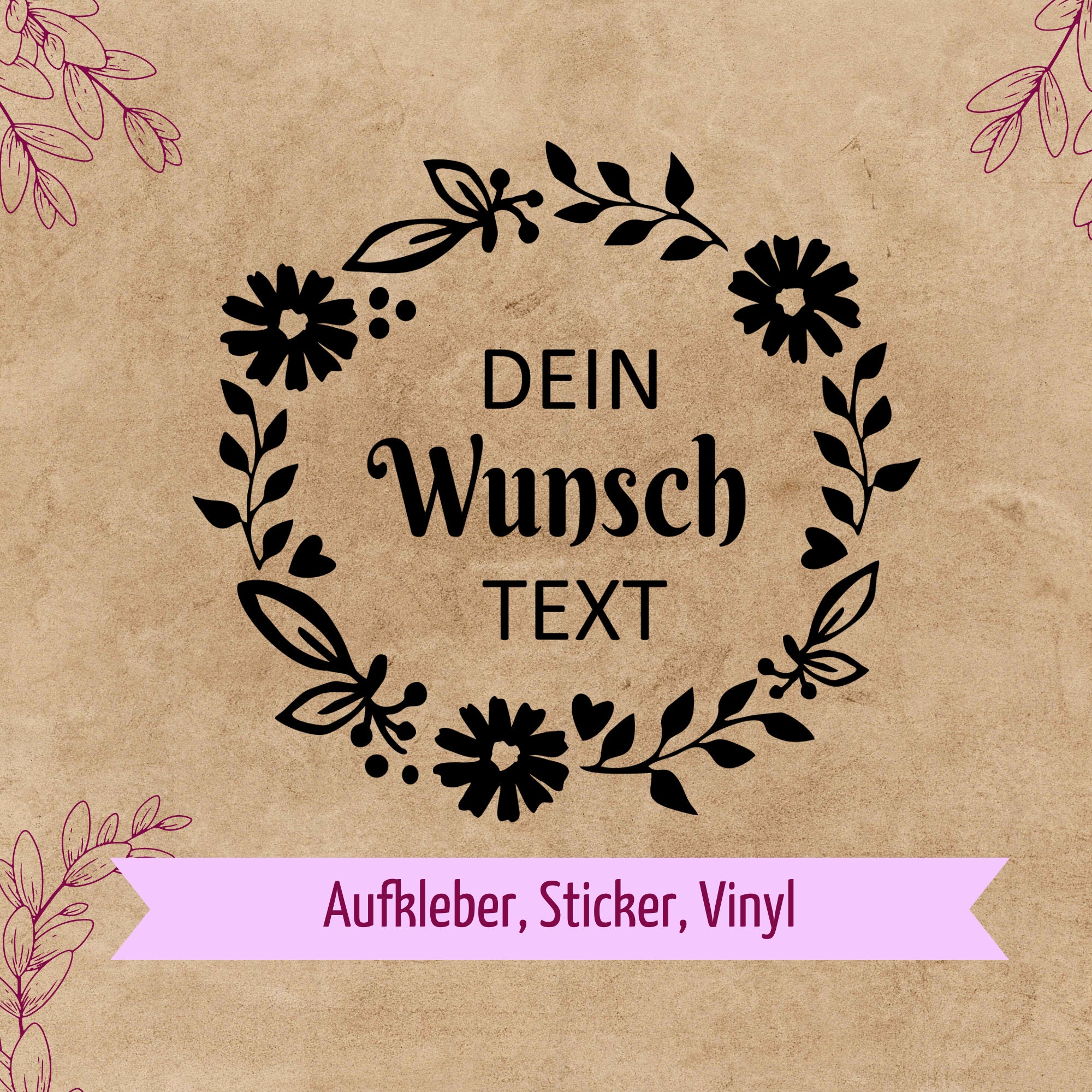3x Wunschtext Aufkleber / Sticker - Personalisiert - Wunsch - Ohne  Hintergrund