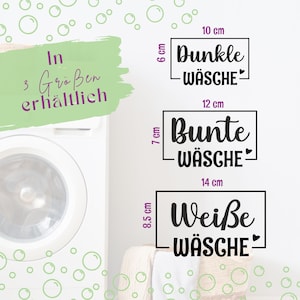 Könnte beinhalten: Drei Wäscheetiketten mit schwarzem Text auf weißem Hintergrund. Die Etiketten sind für dunkle, bunte und weiße Wäsche. Die Etiketten sind in drei Größen erhältlich. Der Text auf den Etiketten lautet "Dunkle Wäsche", "Bunte Wäsche" und "Weiße Wäsche".