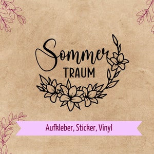 Aufkleber "Sommertraum" | Sommeraufkleber | Glassticker | Aufkleber für Glas | Aufkleber für Windlichter | Vinylaufkleber |