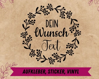 Vinyl Aufkleber mit Wunschtext, personalisiert | Geschenkidee für Hochzeit, Taufe, Kommunion, Geburtstag, Einzug, Jubiläum und vieles mehr.