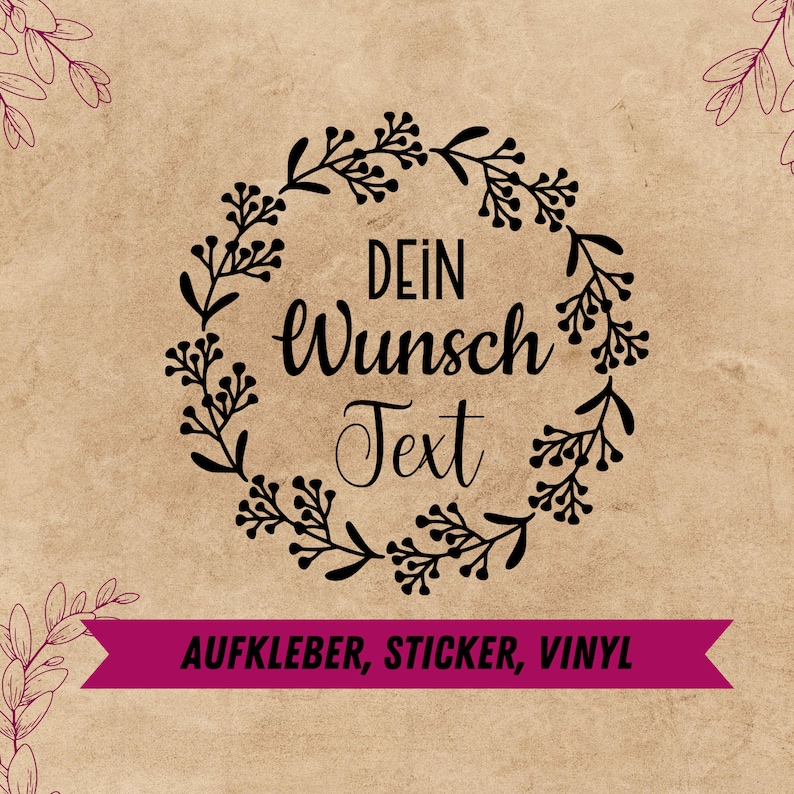 Vinyl Aufkleber mit Wunschtext, personalisiert Geschenkidee für Hochzeit, Taufe, Kommunion, Geburtstag, Einzug, Jubiläum und vieles mehr. Bild 1