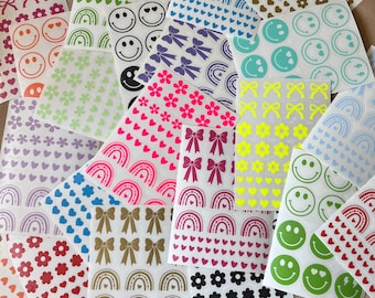 Aufkleber Trinkglas Stickerbogen | Trinkglas Blumen  | Sticker Smiley | Aufkleber für Glas, Keramik | Trinkglas Aufkleber | Glasaufkleber