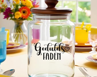 Aufkleber Geduldsfaden | Glasaufkleber  | Vinylaufkleber | Süßigkeiten-Glas | Rub On Sticker | Geduldsfaden Sticker | Bonbon Glas