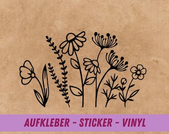 Aufkleber Blumen | Wildblumen Sticker | Autoaufkleber Blume | Wandsticker | Spiegelaufkleber | Glasaufkleber | Blumenwiese | Vinylaufkleber
