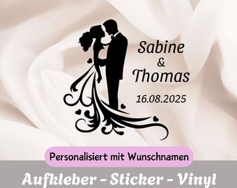 Aufkleber Hochzeit, personalisiert | Hochzeitsaufkleber | Glasaufkleber | Hochzeitsgeschenk Gießkanne | Geschenkidee Laterne | Wunschtext