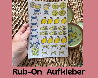 Lemon Rub-On Sticker | Summer Rub-On Sticker | Lemon Stickers | R002