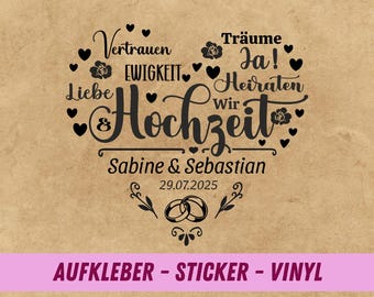 Aufkleber Hochzeit, personalisiert | Hochzeitsaufkleber | Glasaufkleber | Hochzeitsgeschenk Gießkanne | Geschenkidee Laterne | Wunschtext