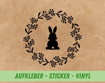 Aufkleber Hase | Frohe Ostern | Hallo Frühling | Glassticker | Osterhase | Glasaufkleber | Vinylsticker für alle glatten Oberflächen