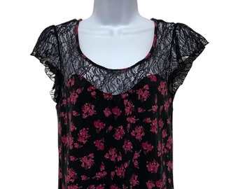VTG Lace Top, Black Lace, Lace Blouse,coctail Top, Party Top