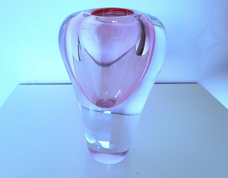 Big and Heavy Pink Glass Vase Etsy
