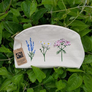 Borsa cosmetica floreale, fiore, borsa per il trucco, bellezza, borsa da toilette, borsa per cosmetici, cotone biologico, kit da viaggio