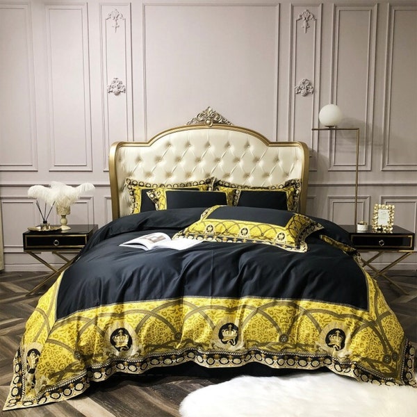 Popxstar  800TC Lyocell Cotton Soft Silky Luxury Bedding Set Leopard Print Wide Edge Duvet Cover Flat/Fitted Bed Sheet Pillowcases 4Pcs main image 0