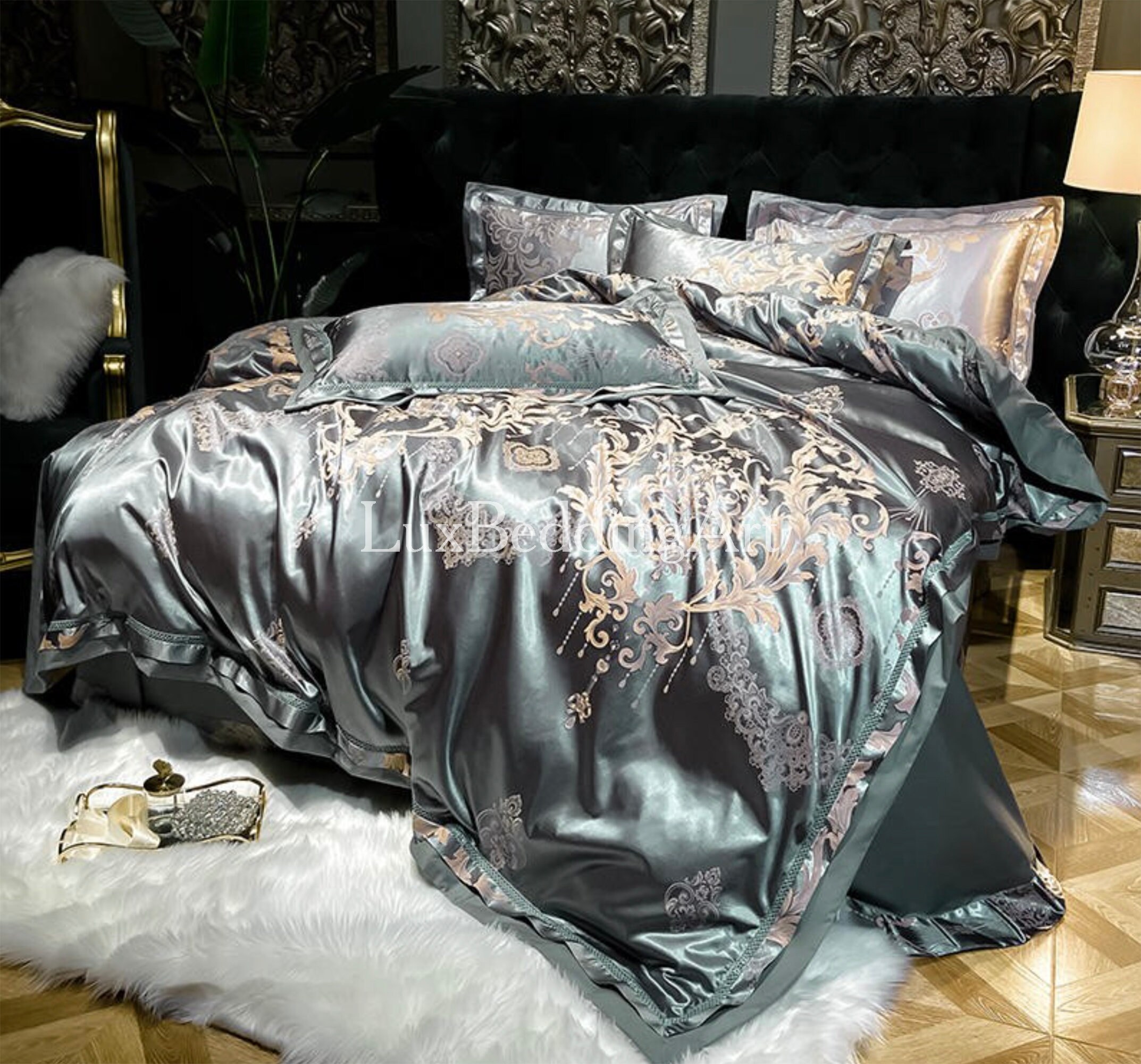 Luxury Elegant Silk Sateen Cotton Delicate Jacquard Silky Soft Etsy