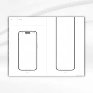 May include: A white phone mockup with a black screen and a small black camera lens at the top. The phone is on a white background.