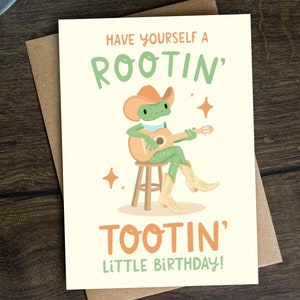 Lustige Cowboy Frosch Geburtstagskarte für Sie, Freund, Tochter, Freundin, Schwester, Bestie, Arbeitskollege, Rootin Tootin, Country Western, Rodeo
