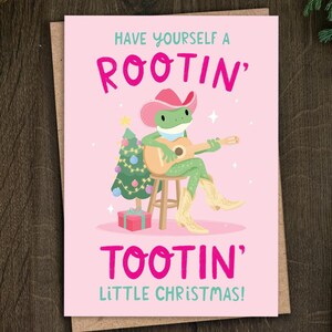 Cowboy kikker kerstkaart voor haar, grappige kerstkaart voor vriend, bestie, Secret Santa, dochter, Cowboy Core, Western, Rootin Tootin, schattig