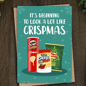 Grappige frisse kerstkaart voor haar, kerstchipskaart voor moeder, dochter, vader, broer, vriend, feestelijke snacks, voor chips, chips