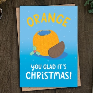 Lustige Schokolade Orange Weihnachtskarte für Schokoladen-Liebhaber, Mama, Papa, Bruder, Schwester, Freund, Festliches Essen, Süßigkeiten, Humor, Punny, British