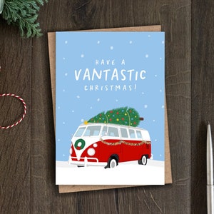 Funny Camper Van Christmas Card, Xmas Card for Friend, Him, Her, Sister, Brother, Daughter, Son, Van Life, Transporter, Motor Home, Caravan