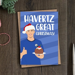 Grappige Havertz kerstkaart voor hem, voetbal kerstkaart voor vriend, zoon, vader, man, vriend, Chelsea, voetbal, sport, voetballer