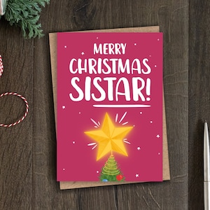 Lustige Weihnachtskarte für Schwester, du bist ein Star Weihnachtskarte für Stiefschwester, Sis-in-law, SiSTAR, beste Schwester, Sibling Card, Schwester zu Weihnachten