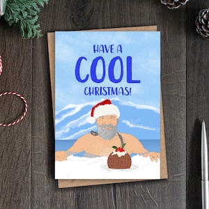 Lustige Weihnachtskarte Ice Man für Ihn, Wim Hof Bday Karte für Freund, Sie, Papa, Mama, Bruder, Meditation, Kältetherapie, Eisbad, Wellness