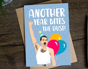 Funny Queen Birthday Card for Him, Freddie Mercury, Card for Dad, Friend, Brother, Husband, Son, 30th, 40th, 50th, 60th, Music Lover, Rock,