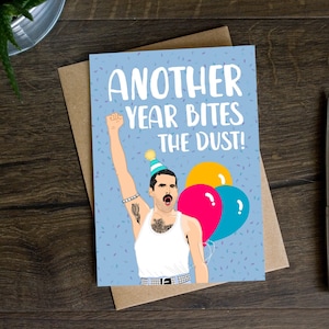 Funny Queen Birthday Card for Him, Freddie Mercury, Card for Dad, Friend, Brother, Husband, Son, 30th, 40th, 50th, 60th, Music Lover, Rock,