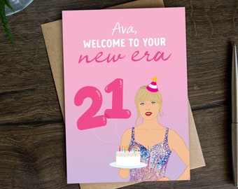 Personalised 21st Birthday Card for Swifty, Daughter, Friend, Sister, Granddaughter, Milestone Age, Twenty First, Eras Card for Music Lover