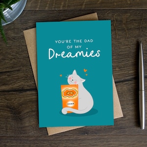 Lustige Katzen-Vater-Vater-Karte, vom Pelz-Baby, Katzenleckerli, Katzenliebhaber, Elternteil, Papa, Verträumt, Haustier, Kätzchen, Moggy, Vater meiner Dreamies