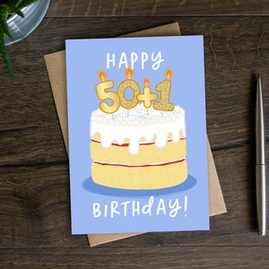 Lustige Karte zum 51. Geburtstag | 50 Wieder Bday Karte für Ihn, Her, Mum, Friend, Sister, Brother, 50 plus one, 1970er Jahre, 50 + 1 Birthday Card, 1972