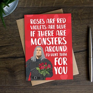 Lustige Monster Valentinstag Karte für Sie, Hochzeitstag Karte für Freundin, Frau, Mann, Freund, Hexe, Fantasy, TV, Cavill