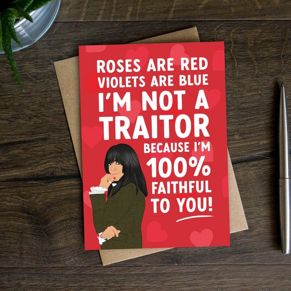 Funny Traitor Valentine's Day Card for Boyfriend, Husband, Girlfriend, Wife, Roses Are Red Poem, Faithful, TV Show,