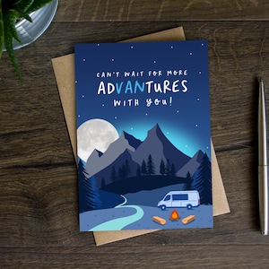 Van Life Valentines Day Card for Boyfriend, Anniversary Card for Husband, Wife, Girlfriend, Conversion, Travel, Love Adventures With You