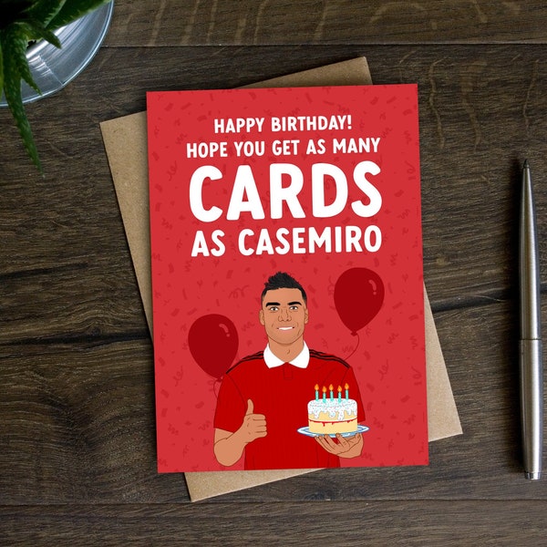 Funny Casemiro Birthday Card for Him, Manchester Bday Card for Brother, Son, Dad, Man, Husband, Boyfriend, Soccer, United, Utd, Sport, TV