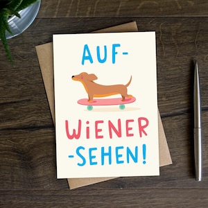 Lustige Abschiedskarte für Dackel, Dackel, Ihn, Sie, Ruhestand, Neuer Job, Glück, Auf Wiedersehen, Freund, Mama, Papa, Kollege, Rente