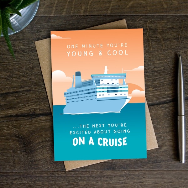 Funny Cruise Birthday Card for Her, Him, Friend, Brother, Sister, Daughter, Son, Mum, Dad, Cruise Ship Holiday, Cruising, Travel Lover, 30s