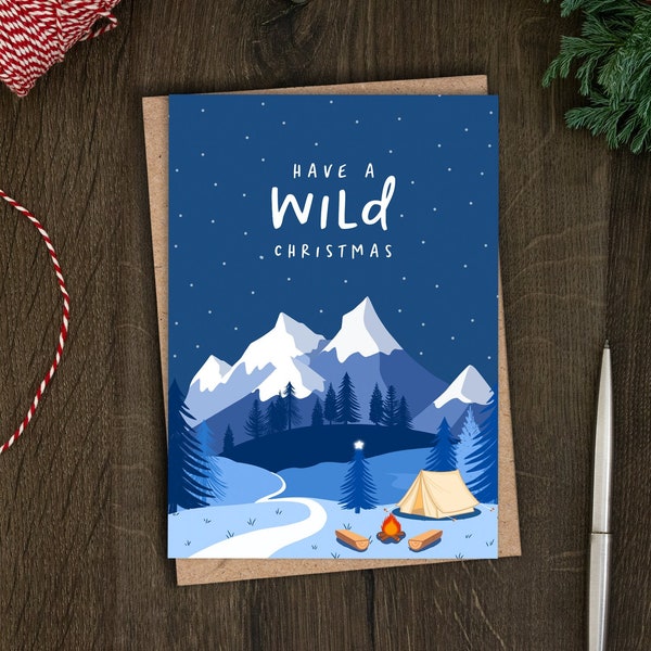 Funny Wild Camping Christmas Card, Tent Xmas Card for Friend, Him, Her, Dad, Adventure, Van Life, Walking, Hiking, Outdoors, Rambling, Cold