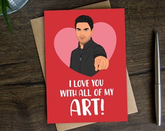 Funny Arteta Valentine's Day Card for Boyfriend, Football Wedding Anniversary Card for Husband, Girlfriend, Wife, Soccer, Gunners Manager