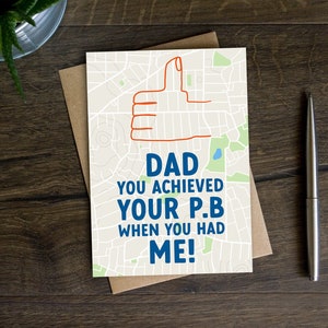 Funny Running Map Father's Day Card for Dad, Stepdad, Marathon, Runner, Cross Country, Personal Best, PB, Kudos, Harrier, Hero, Legend